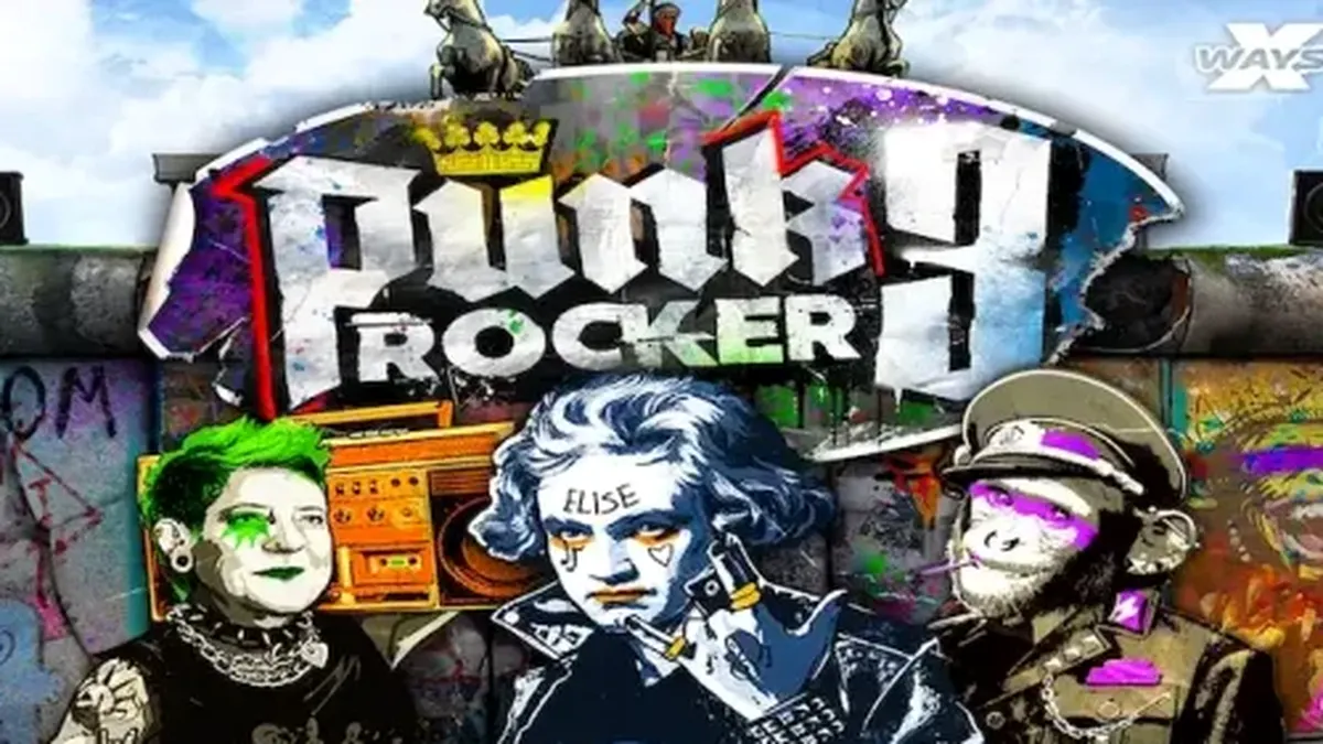 Punk Rocker 3 slot machine interface na may Berlin theme