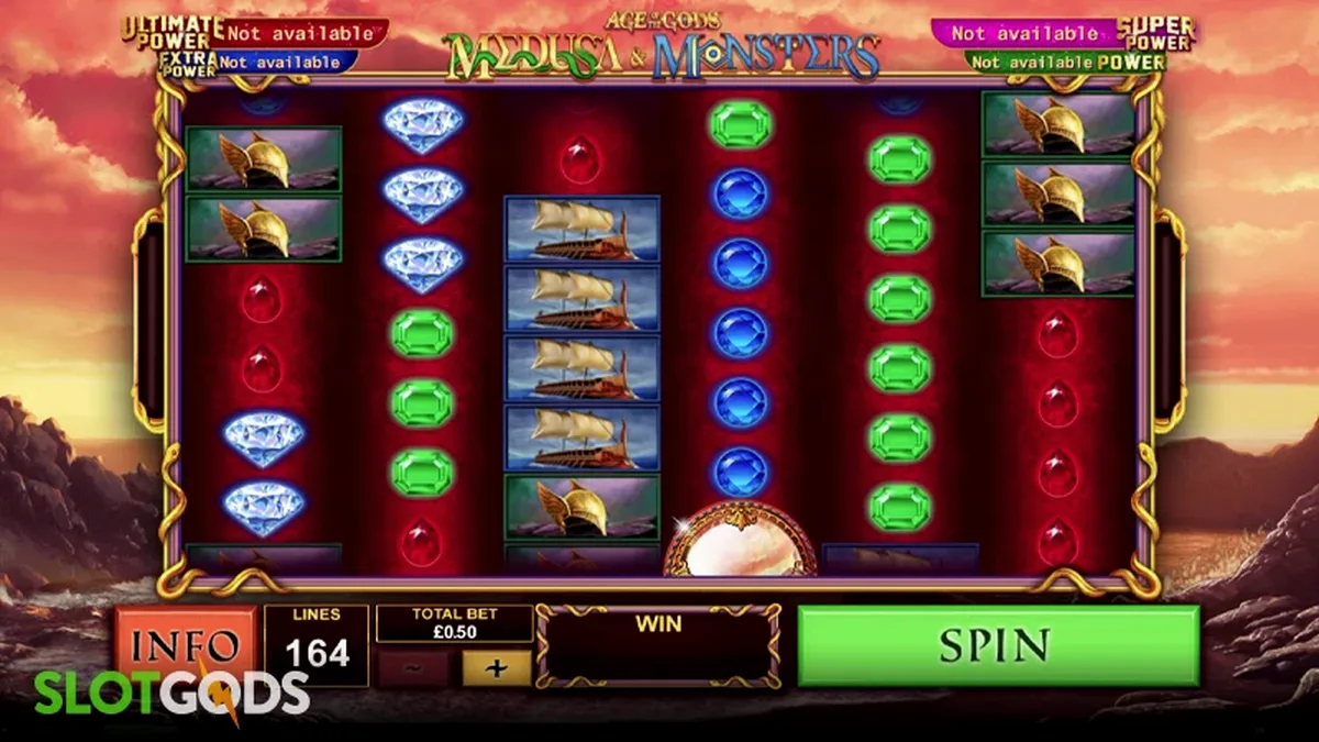 Age of the Gods Medusa & Monsters slot reels